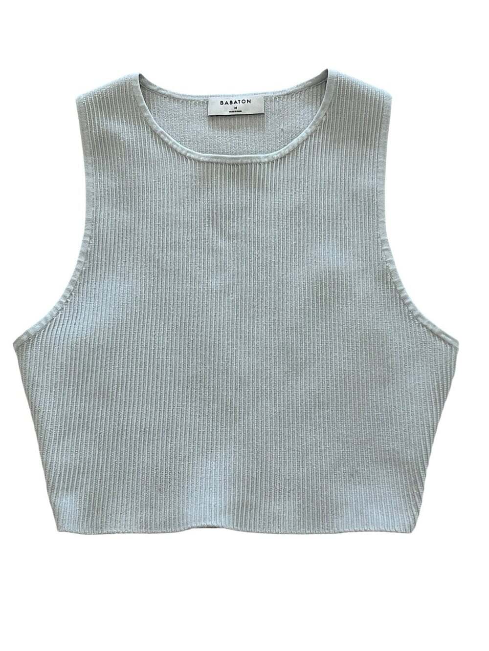 ARITZIA BABATON Cement Blue Quiet Luxury Minimalist Chic Knit Racerback Tank-M